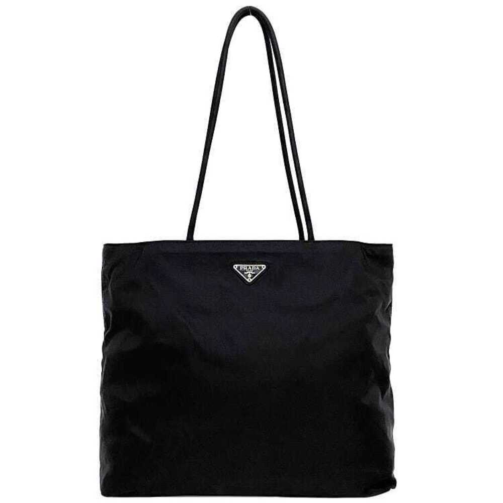 Prada Tote Bag Black Nero Black Tessuto Pocono Triangle Logo Plate Shoulder